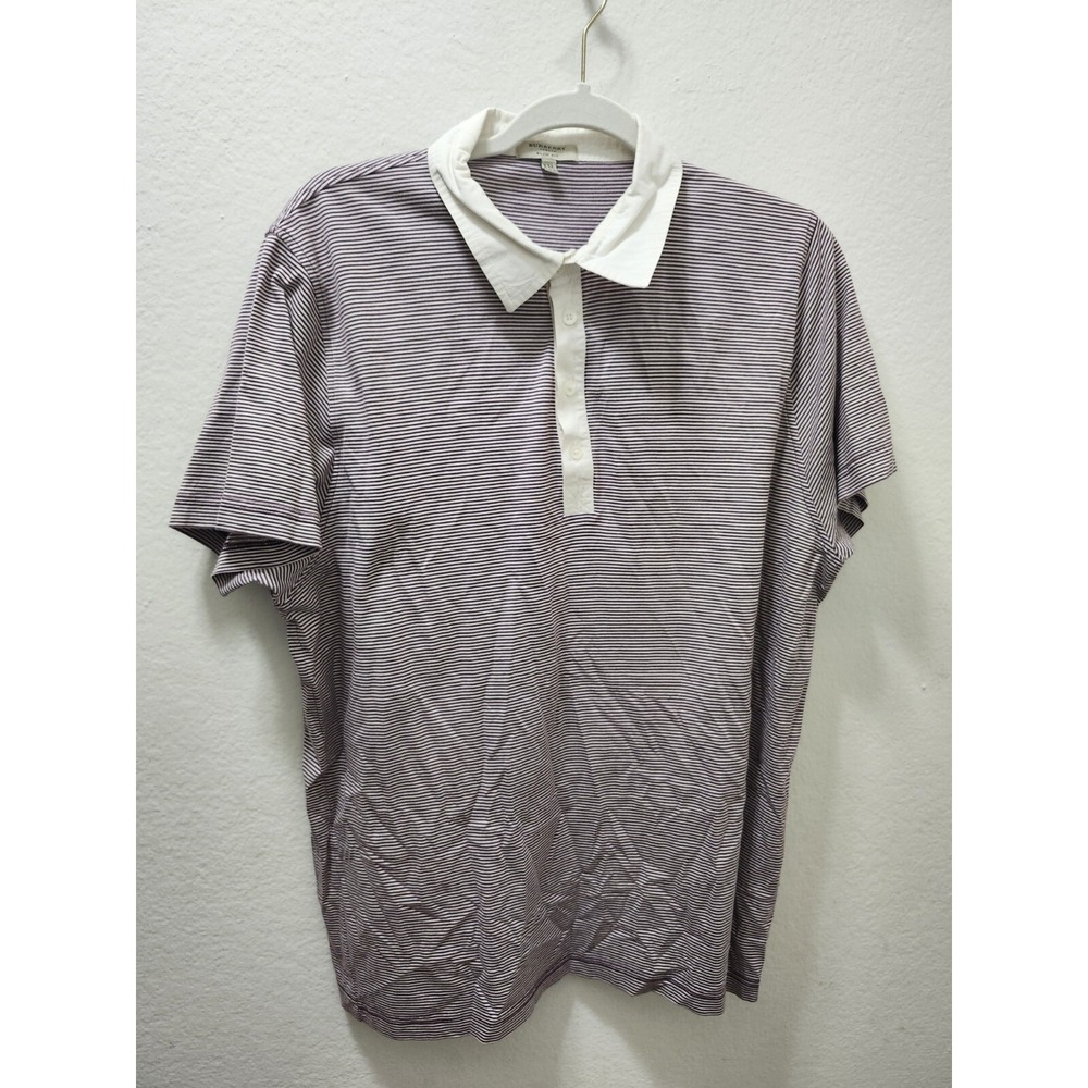 Burberry London Mens  Polo Shirt Pullover Button Striped Size‎ XXL